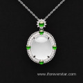 Icy White Jadeite Jade 18K Solid Gold Pendant